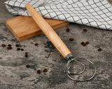 Danish Dough Whisk 13 Inch 304 Stainless Steel Dutch Bread Whisk Wooden Handle Sourdough Stir Stick
