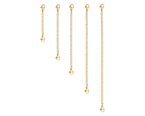 Stainless Steel Necklace Extenders Set of 5 - Gold
