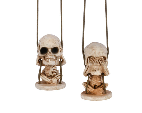Car Ornament Set of 2 Skull Swing Goth Decor Fun Halloween Decorations