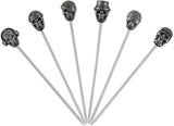 Skull Cocktail Picks 6 Pieces Stainless Steel Fruit Pick