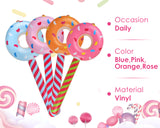 Inflatable Candy 33 Inch Inflatable Donut Lollipops Set of 4 Candy Themed Birthday Decorations Pool Party Prop