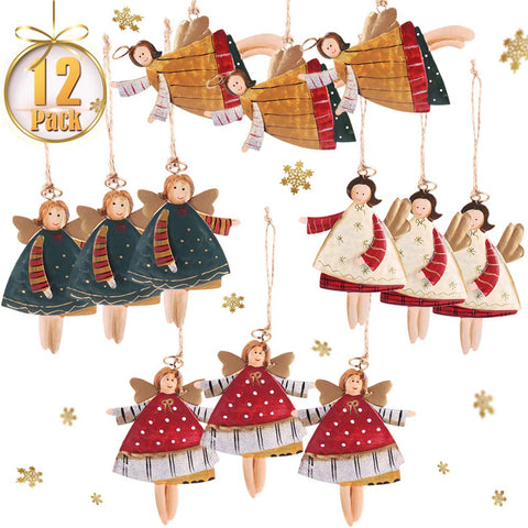 Christmas Tree Ornaments 12 Pieces Angel Xmas Hanging Decorations