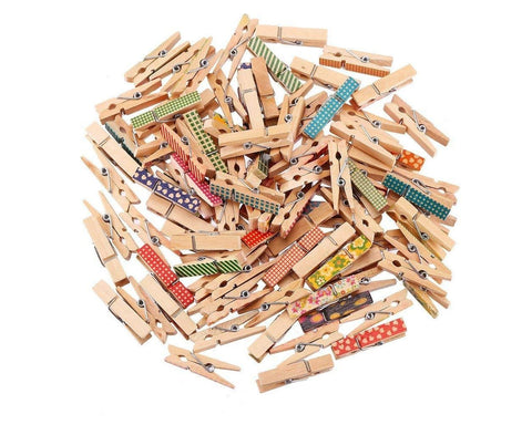 Wooden Photo Clips with String 100 Pieces Craft Clips Photo Pegs