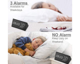 Wooden LED Digital Alarm Clock Wood Clock with Voice Activation - Black