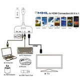 5 in 1 Micro USB MHL to HDMI Cable with OTG Camera Connection Kit