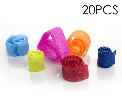 20 Pieces Reusable Colorful Velcro Cable Ties
