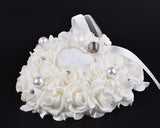 Wedding Ring Pillow for Ceremony Ring Bearer Cushion - White