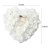 Wedding Ring Pillow for Ceremony Heart Shaped Ring Bearer Cushion