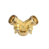 2-Way Brass Hose Tap Splitter 3/4'' Garden Hose Tap Connector with On/Off Valves