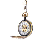 Classic Hand Wind Mechanical Pocket Watch with Chain - Copper