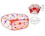 1.5m Foldable Hexagon Ball Pool Tent with Red Zippered Bag for Kids