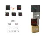 Wood Cube LED Alarm Clock with Date Time Temperature