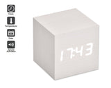 Wood Cube LED Alarm Clock with Date Time Temperature