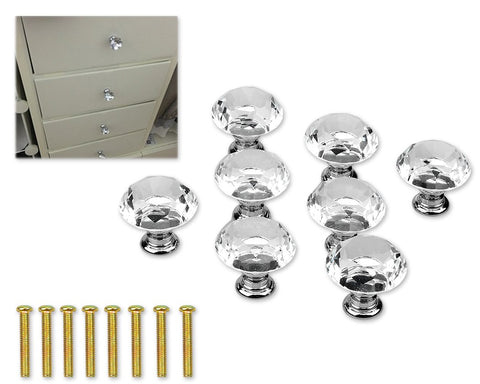 8 pieces Diamond Shaped Cabinet Knobs with Screws - Transparent