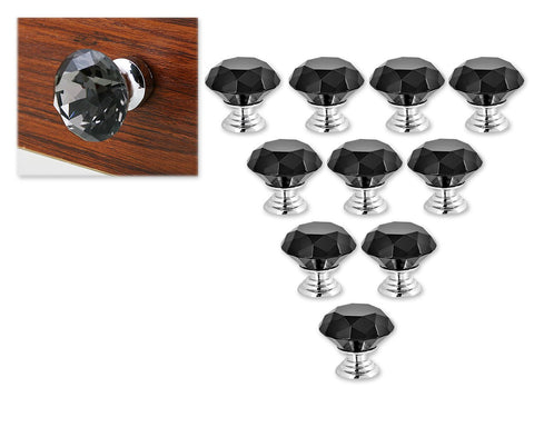 10 pieces Diamond Shaped Cabinet Knobs with Screws - Transparent Black