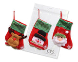 3 Pieces Christmas Stockings with Santa Claus Pattern - Red and Green