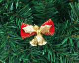 12 Pieces Bow Christmas Ornaments with Bells - Red