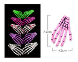 2 Pairs Gothic Skeleton Hands Bone Hair Clips - Blue and Pink