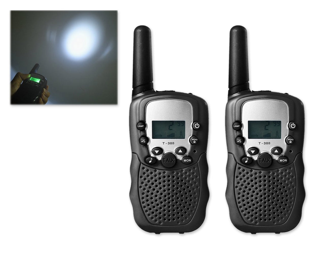 2 Pieces T388 Walkie Talkie for Kids with LCD Display - Black