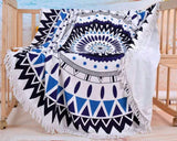 Fiber Printing Beach Towel with Tassels - Mandala Pattern