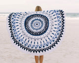 Fiber Printing Beach Towel with Tassels - Mandala Pattern