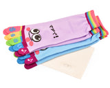 Facial Emotion Pattern 6 Pairs Five Fingers Toe Socks - Set B