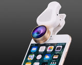 3 in 1 Clip on Phone Camera Lens with Fisheye Lens - Gold