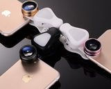 3 in 1 Clip on Phone Camera Lens with Fisheye Lens - Gold