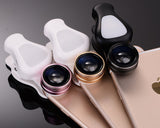 3 in 1 Clip on Phone Camera Lens with Fisheye Lens - Gold