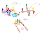 3 in 1 Wooden Educational Toy Ring Toss Game Set for Kids
