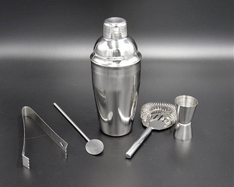 5 Pieces Stainless Steel Cocktail Set with 550ml Cocktail Shaker