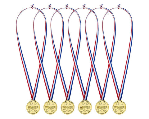 24 Pieces Plastic Winner Medals Kids Gold Medals for Party