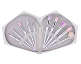 10 Pcs Professional Makeup Brush Set with Diamond Bag - Silver