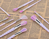 10 Pcs Professional Makeup Brush Set with Diamond Bag - Silver