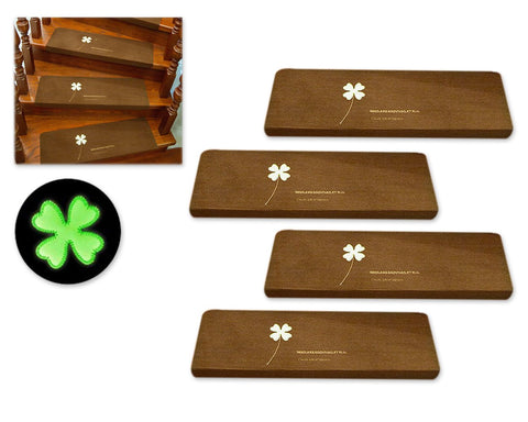 Non Slip Carpets with Luminous Clover 4 Pcs Anti Slip Stair Tread