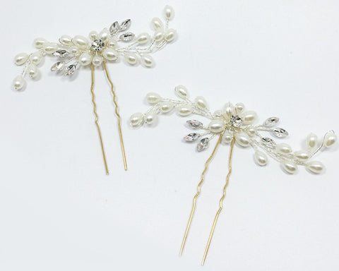 3 Pieces Pearl Bridal Hair Pins Headpiece