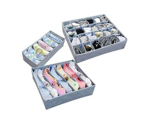 3 Pcs Bamboo Charcoal Storage Box - Gray