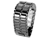 Men Carbonized Steel Binary LED Quartz Movement Wrist Watch