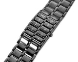 Men Carbonized Steel Binary LED Quartz Movement Wrist Watch