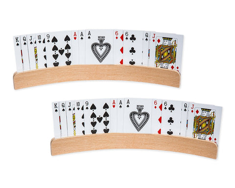 Playing Card Holders 2 Pieces 13 Inches Curved Wooden Racks for Card Games