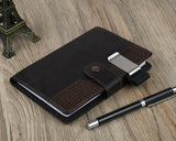 Pen Loop Holder with Stainless Steel Clip Elastic Leather Pen Holder for Notebooks