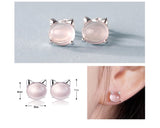 Sterling Silver Cat Earrings Studs Crystal Stud Earrings