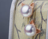 Sterling Silver Cat Earrings Studs Crystal Stud Earrings