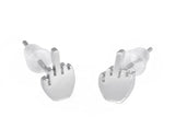 3 Pairs Middle Finger Stainless Steel Stud Earrings