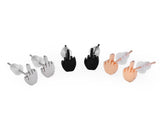 3 Pairs Middle Finger Stainless Steel Stud Earrings