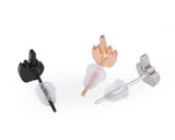 3 Pairs Middle Finger Stainless Steel Stud Earrings