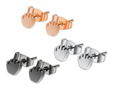 3 Pairs Middle Finger Stainless Steel Stud Earrings