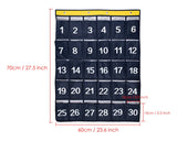 Classroom Pocket Chart 30 Pockets Hanging Organizer with 4 Hooks - Dark Blue