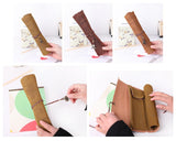 Roll up Pencil Case with Hexagonal Star Pendant PU Leather Pen Wrap