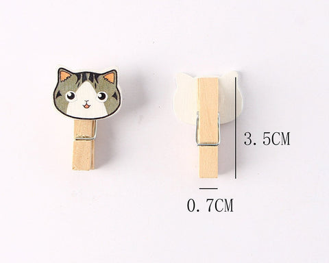 10 Pieces Cartoon Cat Photo Clip with String